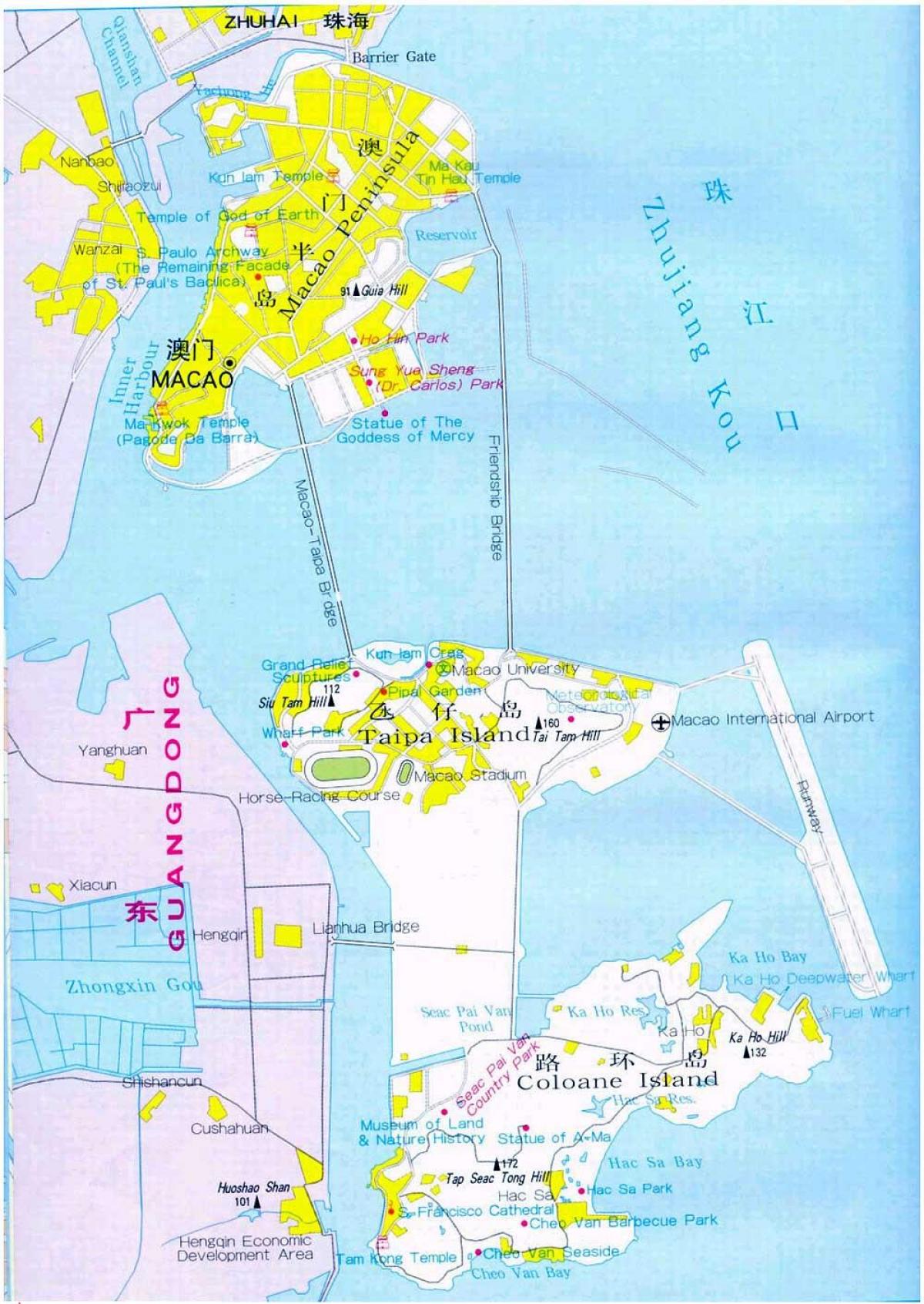 kaart van de stad Macau