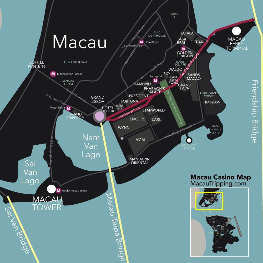 casino ' s van Macau kaart