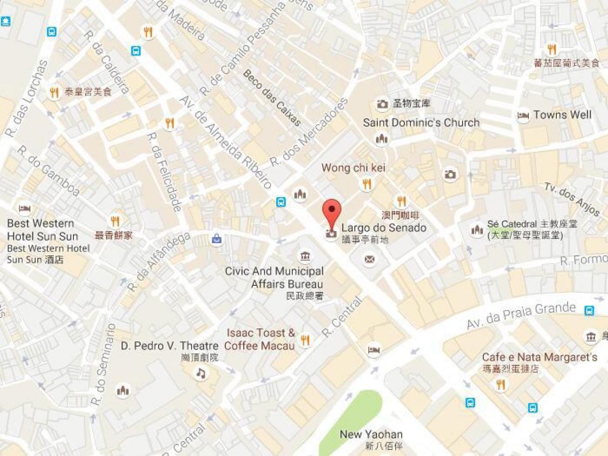 kaart van senado square in Macau