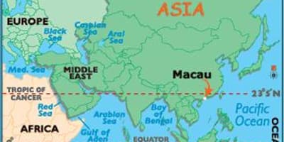 Macao op de kaart van de wereld